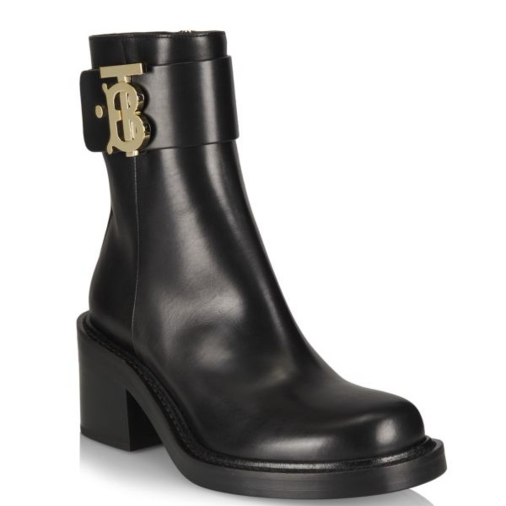 Burberry Westella 65 Leather Ankle Boots Women’s 39.5 9.5 Chunky Block Heel‎ - Picture 2 of 13